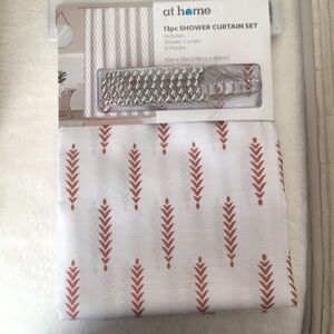 NWT shower curtain set. White & clay. 70”x72”